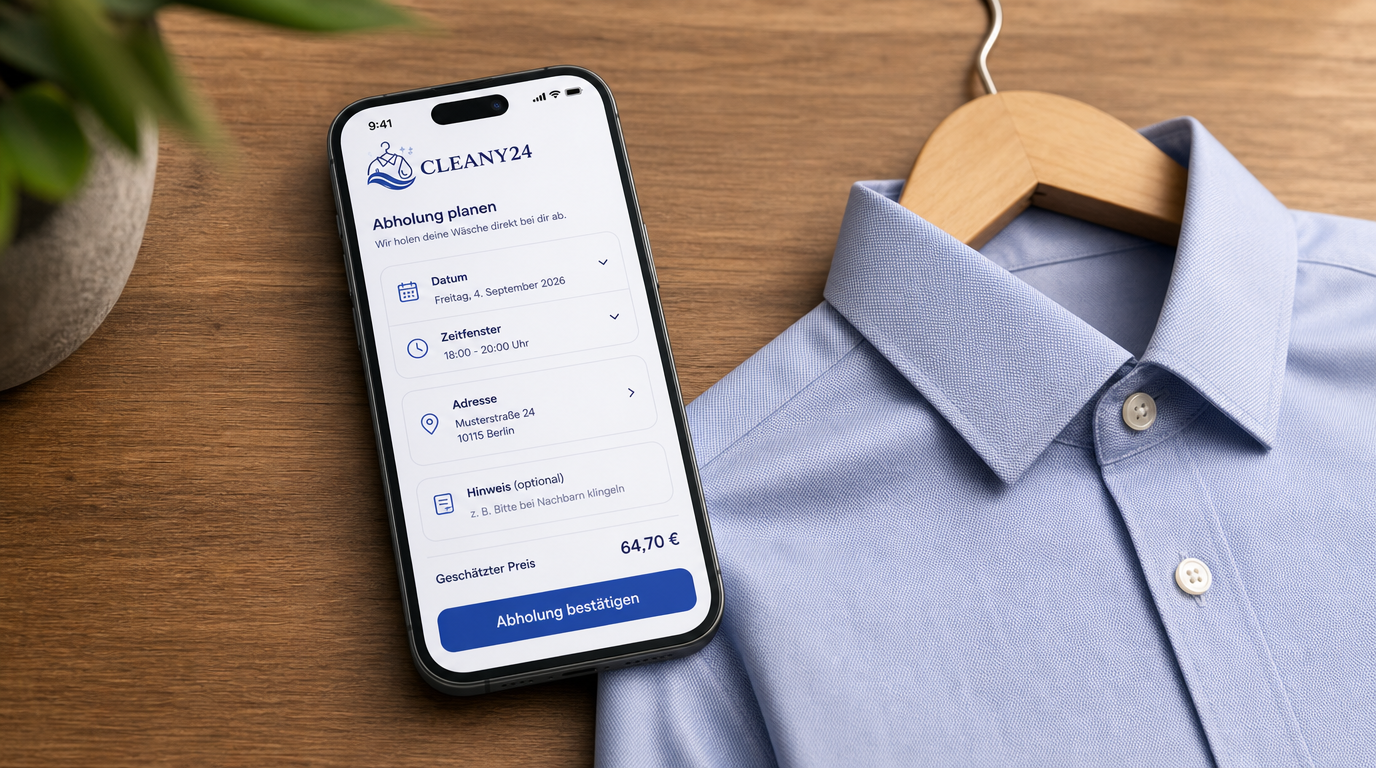 Buchung einer Abholung über die Cleany24 Webseite